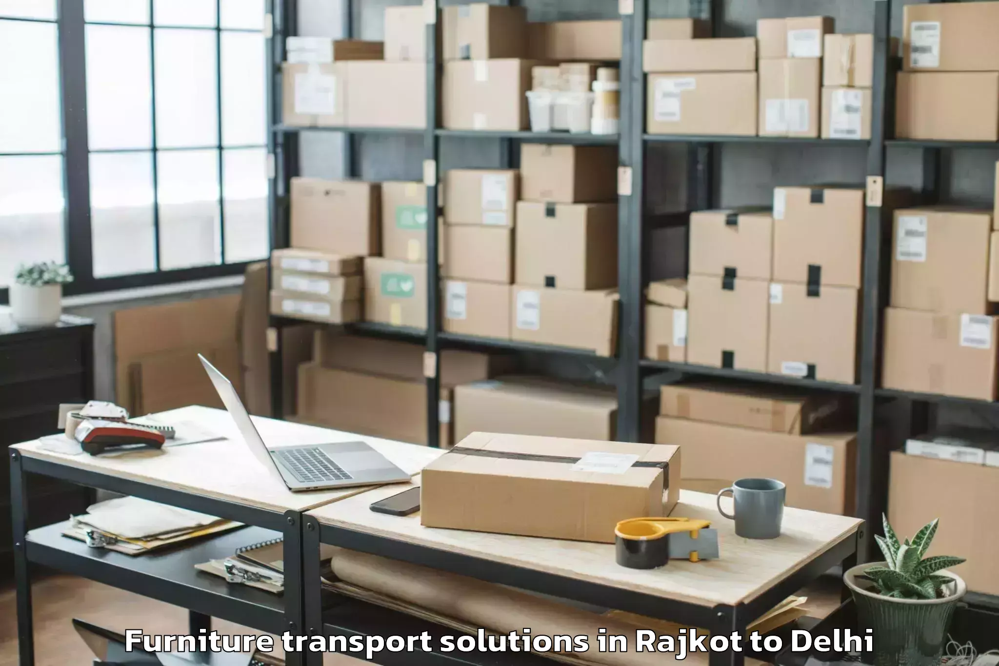 Discover Rajkot to Dlf Emporio Mall Furniture Transport Solutions